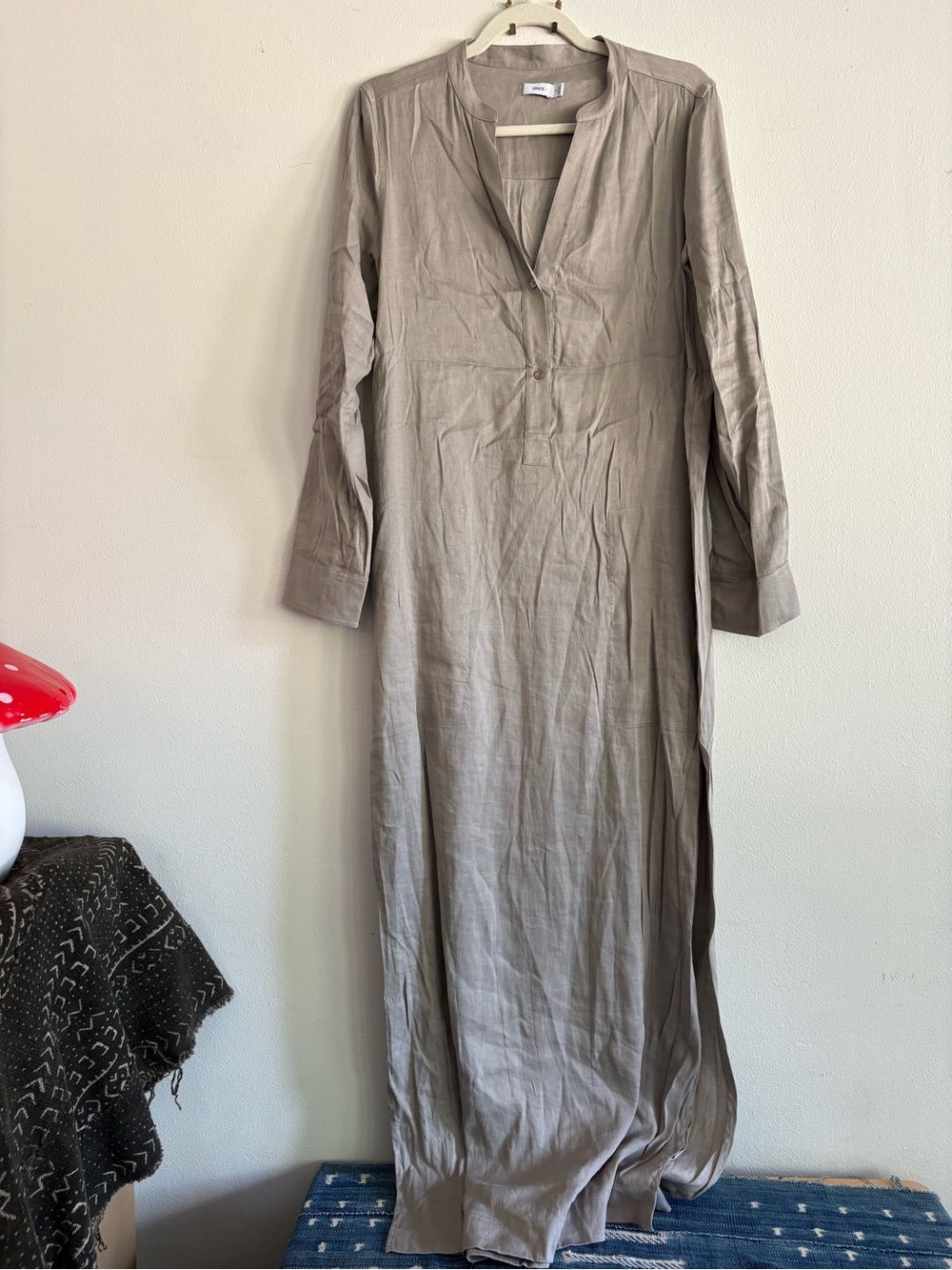 Euc Vince Taupe Long-Sleeve Maxi Dress